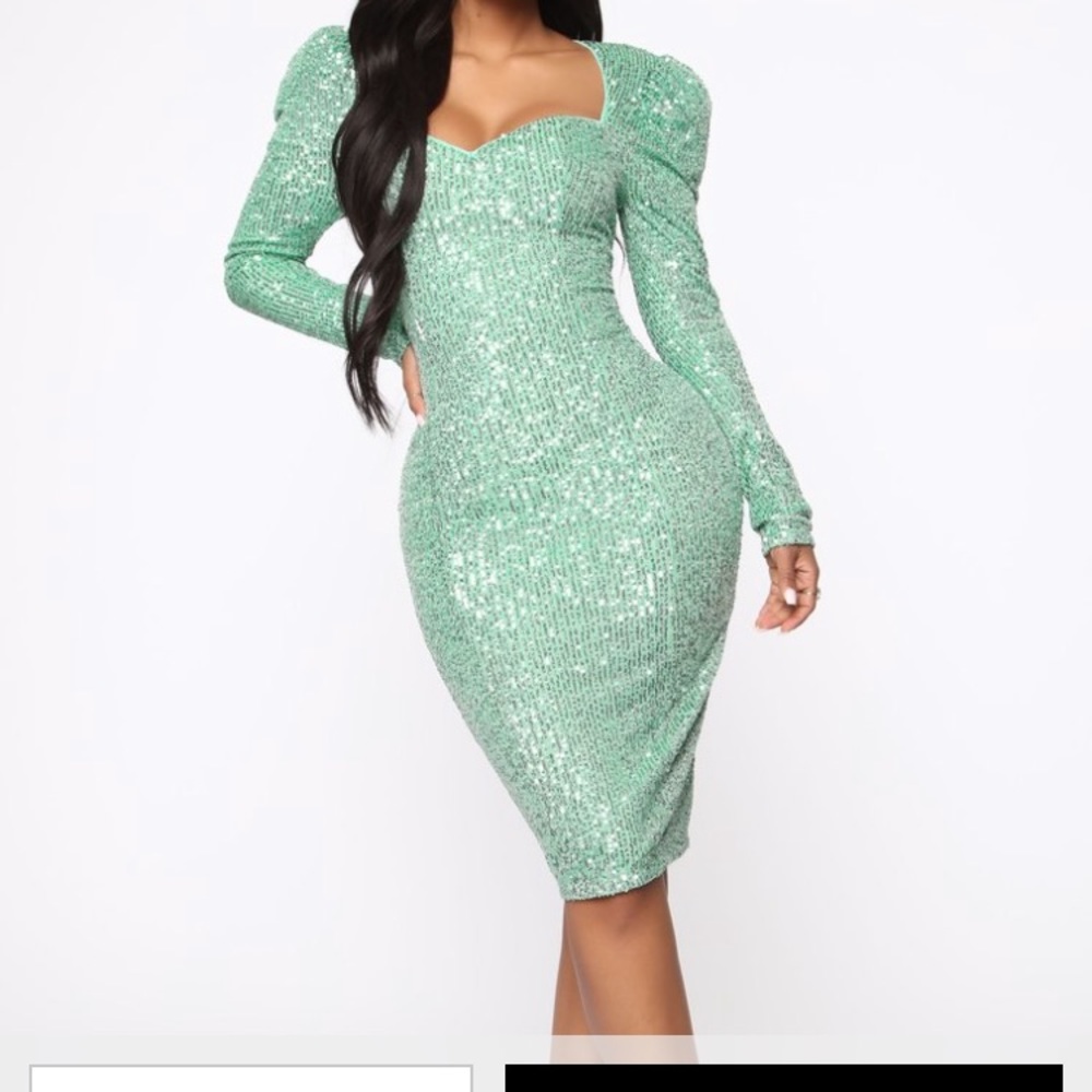 Mint Sequin Midi Dress